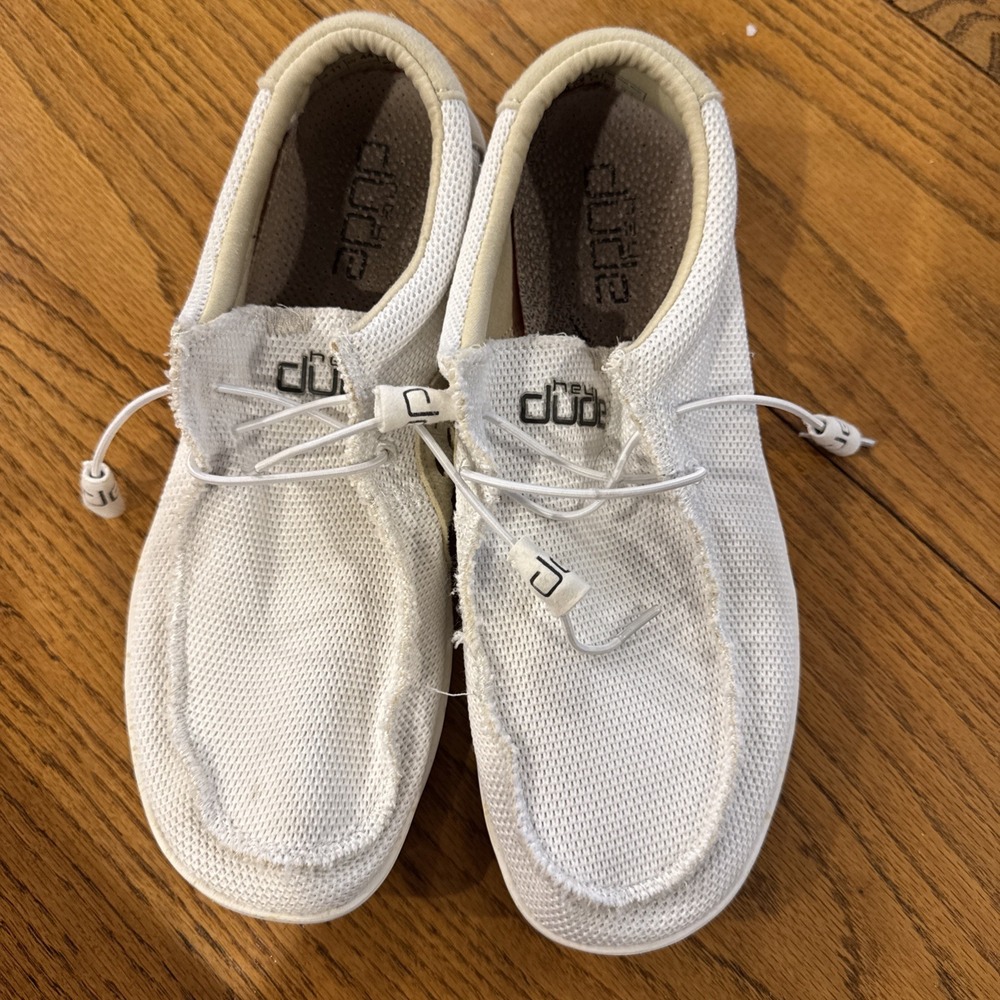 Hey Dude Wally Mens Size 11 White Mesh Loafers Casual Lightweight Shoes